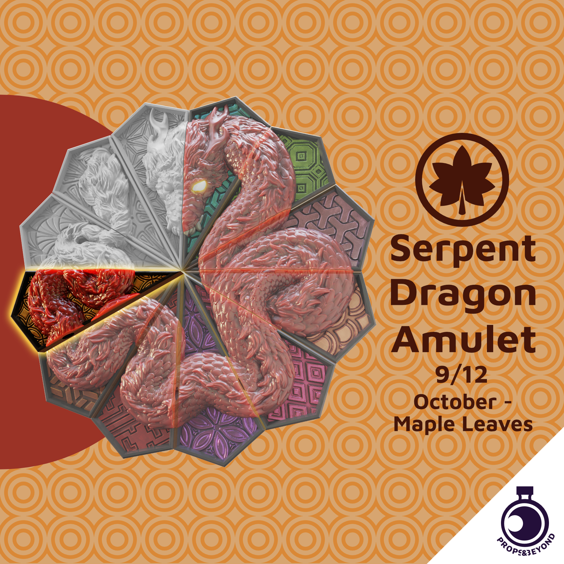 Serpent Dragon Amulet – Kaminazuki – Maple Leaves Shard – October